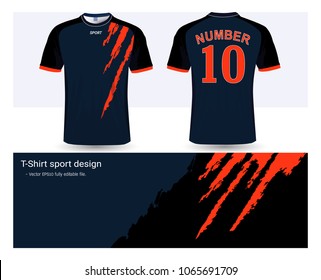 Soccer jersey and t-shirt sport mockup template, Graphic design for football club or activewear uniforms, Ready for customize logo and name, Easily to change colors and lettering styles in your team.