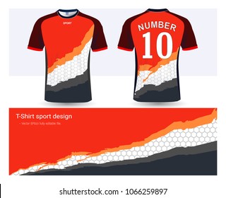 Soccer jersey and t-shirt sport mockup template, Graphic design for football club or activewear uniforms, Ready for customize logo and name, Easily to change colors and lettering styles in your team.