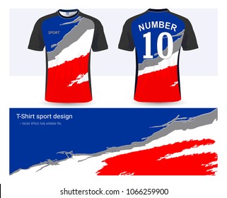 Soccer jersey and t-shirt sport mockup template, Graphic design for football club or activewear uniforms, Ready for customize logo and name, Easily to change colors and lettering styles in your team.