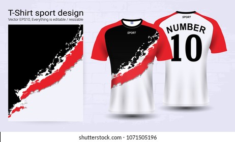 Soccer jersey and t-shirt sport mockup template, Graphic design for football club or activewear uniforms, Ready for customize logo and name, Easily to change colors and lettering styles in your team.