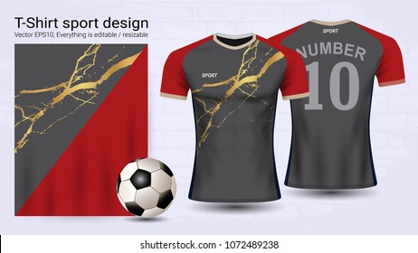 Soccer jersey and t-shirt sport mockup template, Graphic design for football kit or activewear uniforms, Ready for customize logo and name, Easily to change colors and lettering styles in your team.