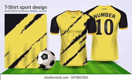 Soccer Jersey And T-shirt Sport Mockup Template, Graphic Design For Football Kit Or Activewear Uniforms, Ready For Customize Logo And Name, Easily To Change Colors And Lettering Styles In Your Team.