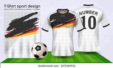 Soccer Jersey And T-shirt Sport Mockup Template, Graphic Design For Football Kit Or Activewear Uniforms, Ready For Customize Logo And Name, Easily To Change Colors And Lettering Styles In Your Team.