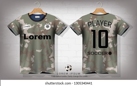 Soccer Jersey And T-shirt Sport Mockup Template, Graphic Design For Football Kit Or Activewear Uniforms, Ready For Customize Logo And Name, Easily To Change Colors And Lettering Styles In Your Team.