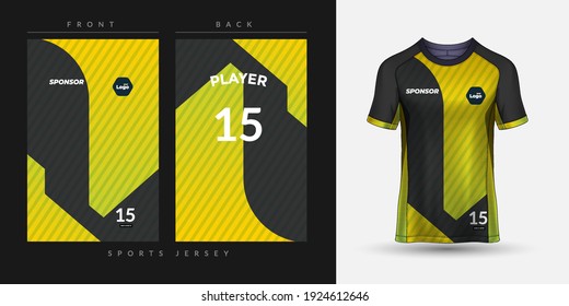 Soccer jersey and t-shirt sport mockup template, Graphic design for football kit or activewear uniforms, customize logo and name, Easily to change colors and lettering styles in your team.