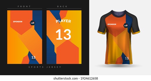 Soccer jersey and t-shirt sport mockup template, Graphic design for football kit or activewear uniforms, customize logo and name, Easily to change colors and lettering styles in your team.