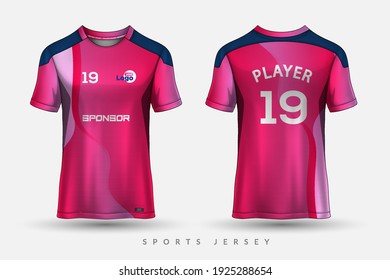 Soccer jersey and t-shirt sport mockup template, Graphic design for football kit or activewear uniforms, customize logo and name, Easily to change colors and lettering styles in your team.