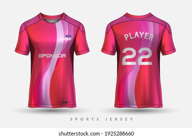 Soccer jersey and t-shirt sport mockup template, Graphic design for football kit or activewear uniforms, customize logo and name, Easily to change colors and lettering styles in your team.