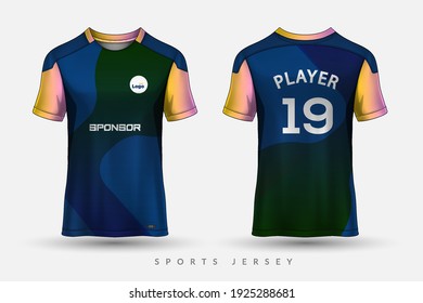 Soccer jersey and t-shirt sport mockup template, Graphic design for football kit or activewear uniforms, customize logo and name, Easily to change colors and lettering styles in your team.