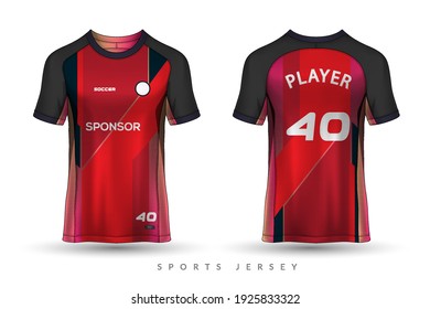 Soccer jersey and t-shirt sport mockup template, Graphic design for football kit or activewear uniforms, customize logo and name, Easily to change colors and lettering styles in your team.