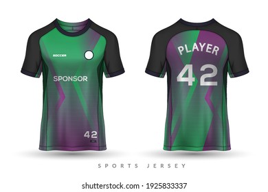 Soccer jersey and t-shirt sport mockup template, Graphic design for football kit or activewear uniforms, customize logo and name, Easily to change colors and lettering styles in your team.