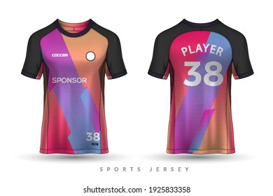 Soccer Jersey And T-shirt Sport Mockup Template, Graphic Design For Football Kit Or Activewear Uniforms, Customize Logo And Name, Easily To Change Colors And Lettering Styles In Your Team.