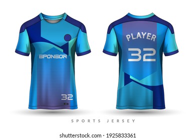 Soccer jersey and t-shirt sport mockup template, Graphic design for football kit or activewear uniforms, customize logo and name, Easily to change colors and lettering styles in your team.