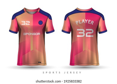 Soccer jersey and t-shirt sport mockup template, Graphic design for football kit or activewear uniforms, customize logo and name, Easily to change colors and lettering styles in your team.
