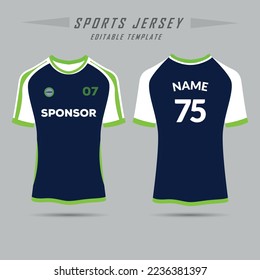 Soccer jersey and t-shirt sport vector template, Graphic design for football kit or activewear uniforms, customize logo and name, Easily to change colors and lettering styles in your team.