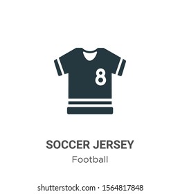 Soccer jersey vector icon on white background. Flat vector soccer jersey icon symbol sign from modern football collection for mobile concept and web apps design.