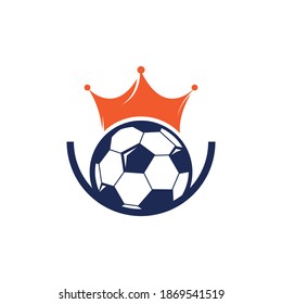 Soccer king vector logo design. Football and crown icon design.