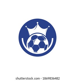 Soccer king vector logo design. Football and crown icon design.