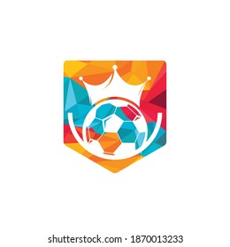 Soccer king vector logo design. Football and crown icon design.