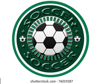 Soccer Label With Ball Inside,vector Illustration