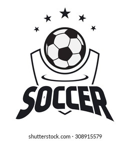 Soccer label with sample text. Logo template  vintage hipster style. Vintage badge for soccer championships, tournaments, and golf clubs . 