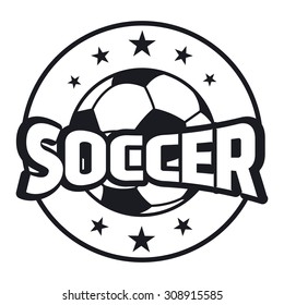 Soccer label with sample text. Logo template  vintage hipster style. Vintage badge for soccer championships, tournaments, and golf clubs . 