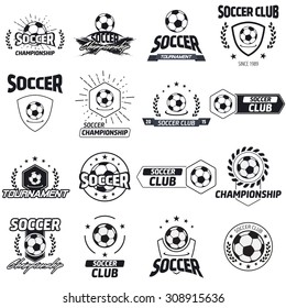 Soccer label with sample text. Logo template  vintage hipster style. Vintage badge for soccer championships, tournaments, and golf clubs . 