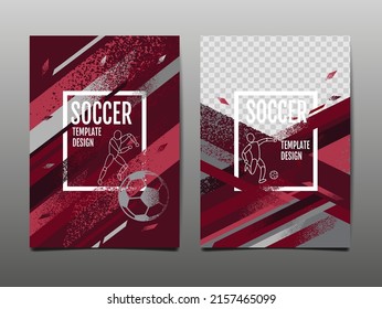Soccer Layout template design, football, red magenta tone, sport background