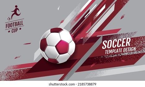 Soccer Layout template design, football, red, Purple magenta tone, sport background