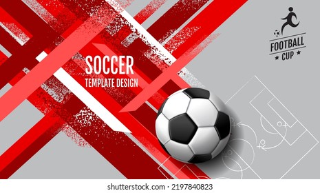 Soccer Layout template design, red  tone, sport background