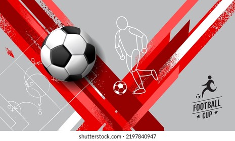 Soccer Layout template design, red  tone, sport background
