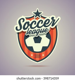 Soccer league badge. Retro vintage style. Vector illustration for your web or print project.