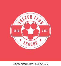 Soccer League Emblem Flat Icon On Red Background