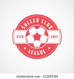 Soccer League Emblem Red Flat Icon On White Background