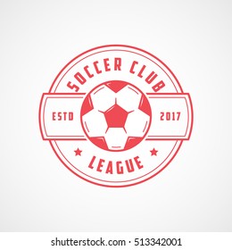 Soccer League Emblem Red Line Icon On White Background