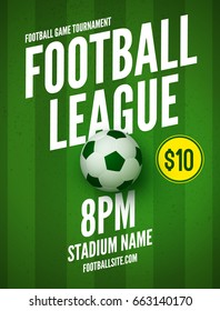 Soccer League Flyer Design Template. Soccer Poster Invitation Football Sports.