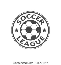 Soccer league. Grunge vintage stamp. Vector illustration.