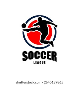 soccer league logo with player silhouette