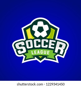 Soccer league sport logo vector illustration