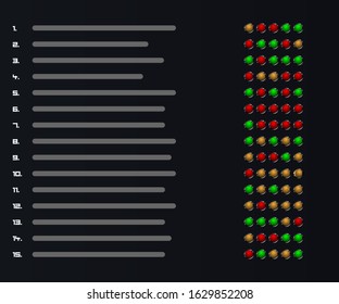 Soccer league table with the list of ranked sport teams and status of recent five games of each team win, lose or draw.