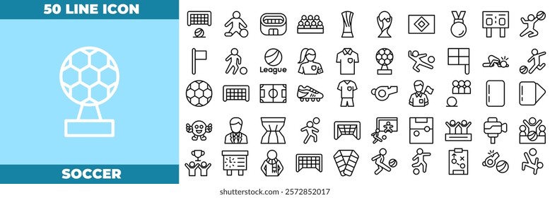 Soccer Line Editable Icons set. Vector illustration in modern thin line style of soccer icons: sport, goal, field, etc