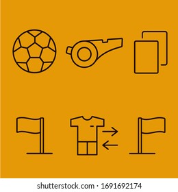 Juego de iconos de línea de fútbol, vector.