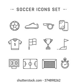 Soccer line icons set design. Vector illustration