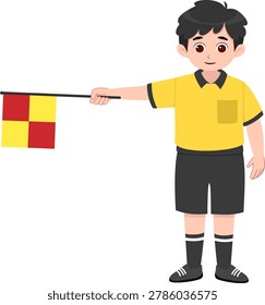Soccer Linesman Pointing Side Flag