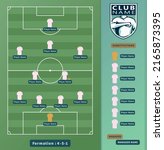Soccer Lineups, Football Players 4-5-1 Formation Scheme On a soccer field Vector Illustration.