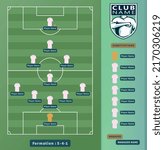 Soccer Lineups, Football Players 5-4-1 Formation Scheme On a soccer field Vector Illustration.
