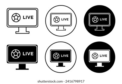 Soccer Live Match on Tv outline line icon set sign for web app