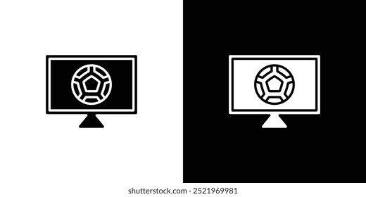 Futebol Live Match On TV ícone definir ilustração vetorial