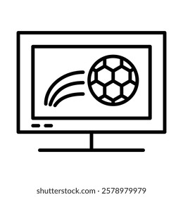 Soccer Live Match On TV icon Black and white logo