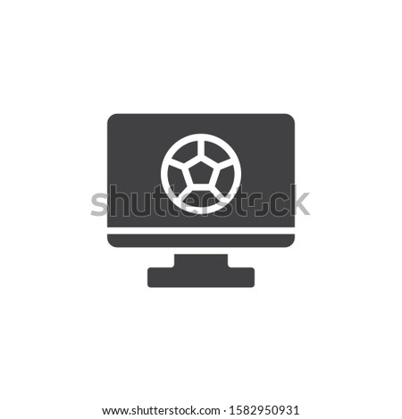 Soccer Live Match vector icon. filled flat sign for mobile concept and web design. TV monitor with soccer ball glyph icon. Symbol, logo illustration. Vector graphics